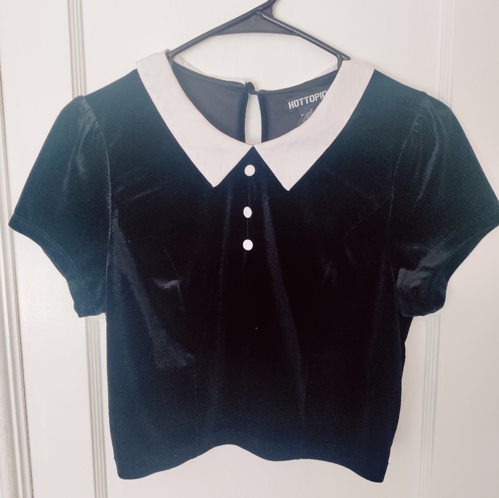 Hot topic collar velvet crop top
